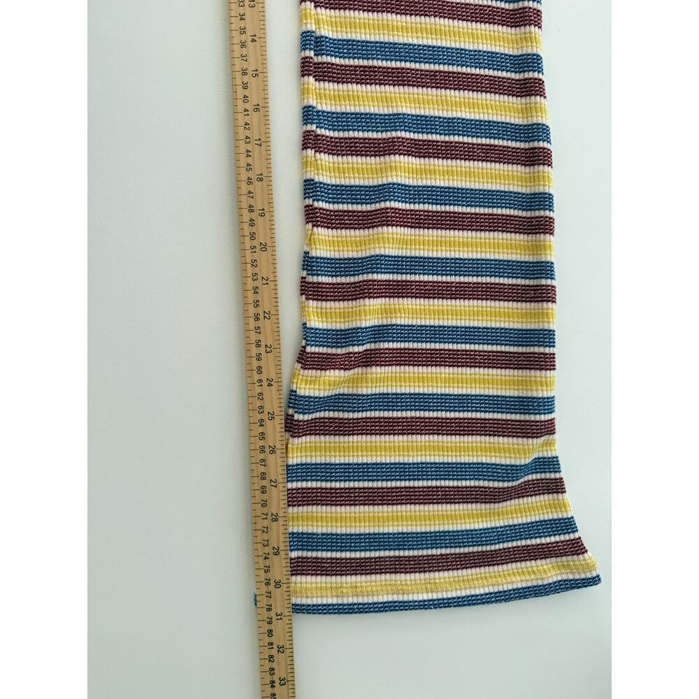 Zara Sz L Striped Pull On Flare Pants Red Yellow Blue High Waist | NWT - Picture 8 of 8